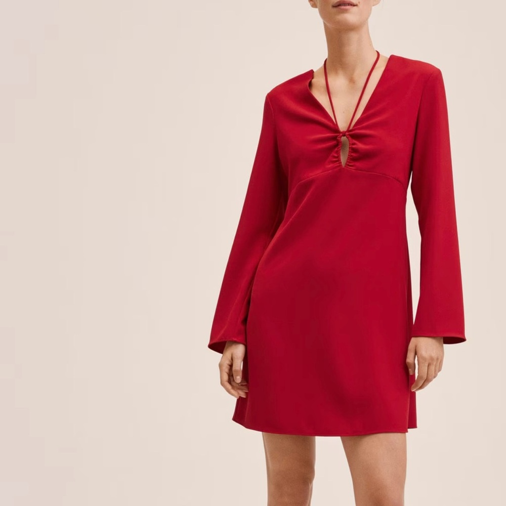 MANGO Flowy knotted dress NWT in red size. 6